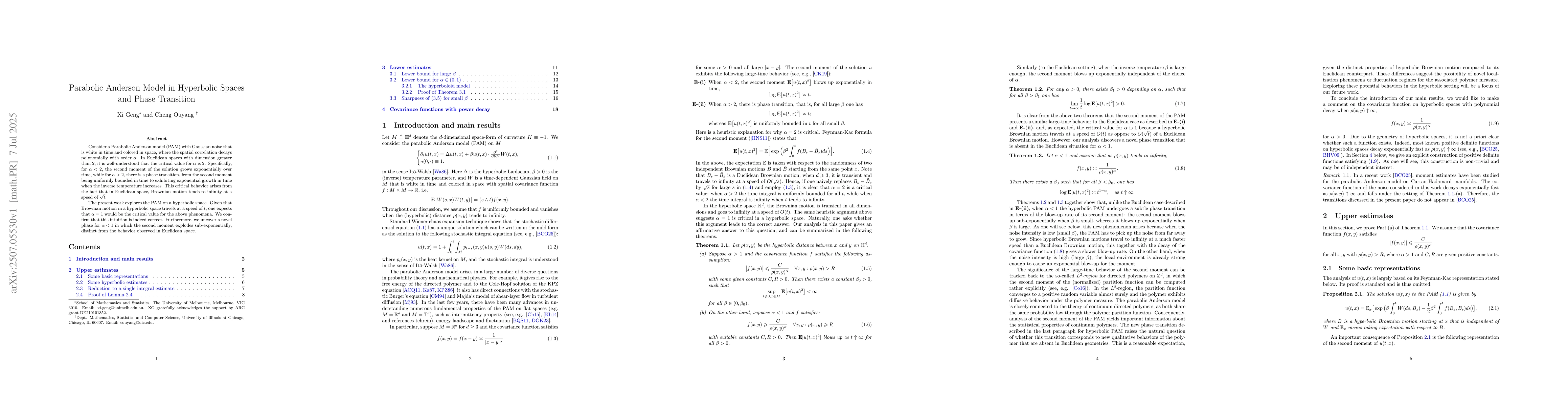 Thumbnail for Parabolic Anderson Model in Hyperbolic Spaces and Phase Transition