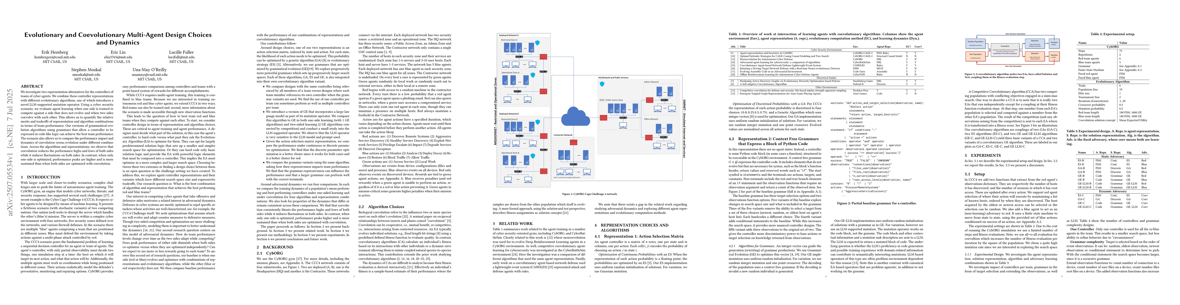 Thumbnail for Evolutionary and Coevolutionary Multi-Agent Design Choices and Dynamics