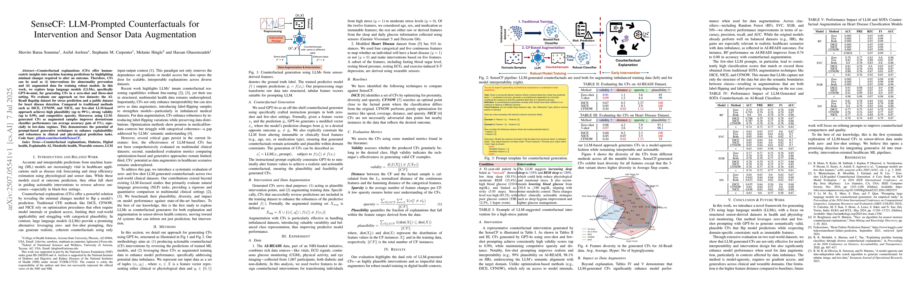 Thumbnail for SenseCF: LLM-Prompted Counterfactuals for Intervention and Sensor Data
  Augmentation