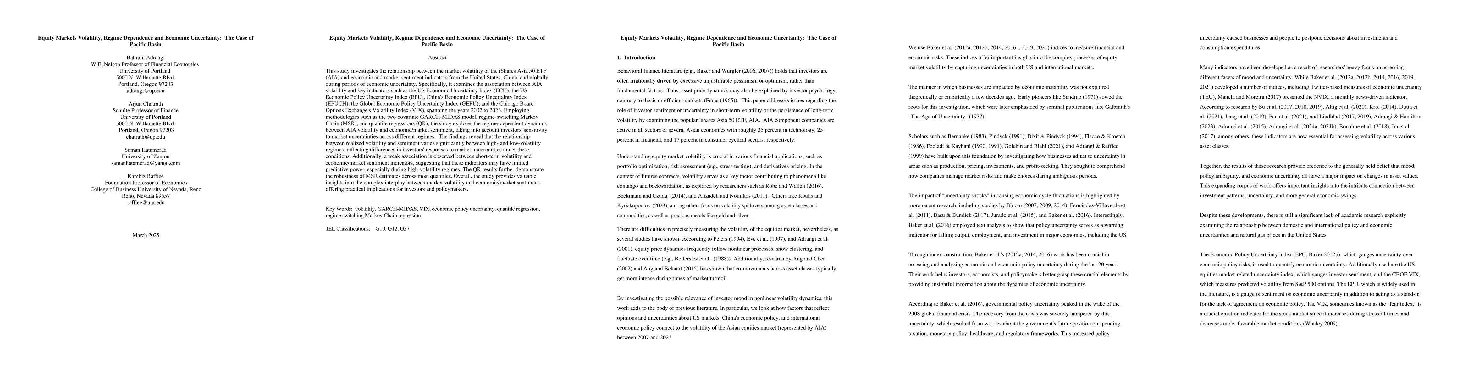 Thumbnail for Equity Markets Volatility, Regime Dependence and Economic Uncertainty:
  The Case of Pacific Basin