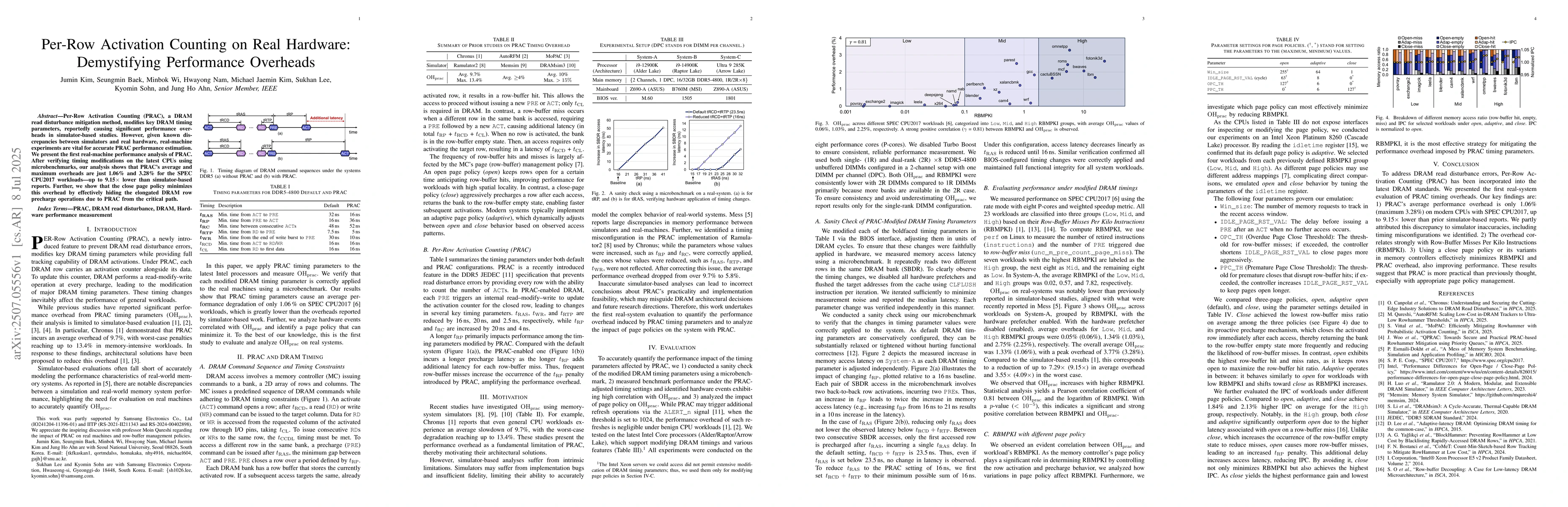 Thumbnail for Per-Row Activation Counting on Real Hardware: Demystifying Performance
  Overheads
