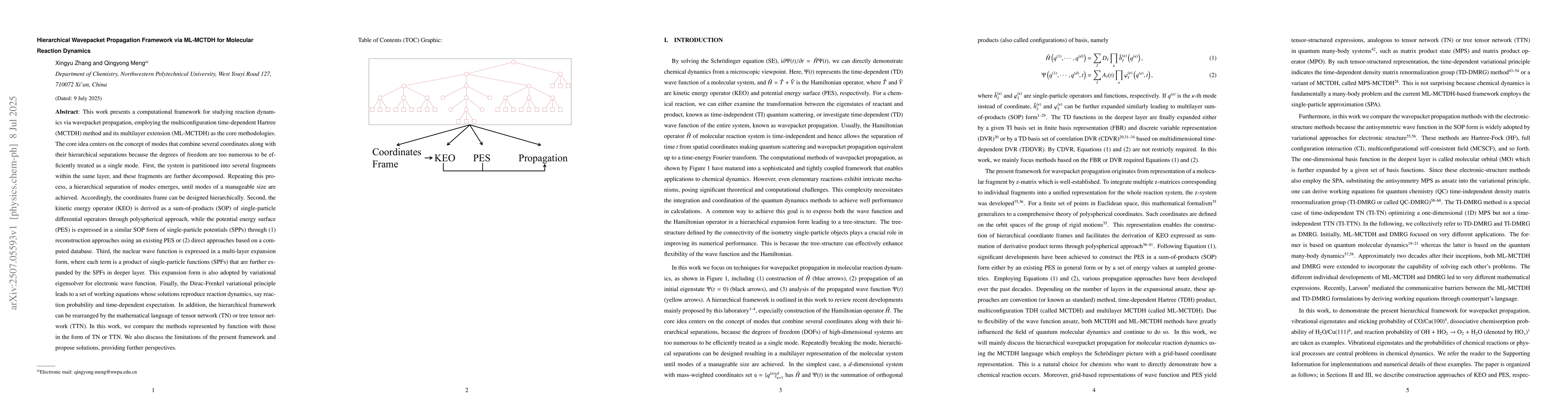Thumbnail for Hierarchical Wavepacket Propagation Framework via ML-MCTDH for Molecular
  Reaction Dynamics