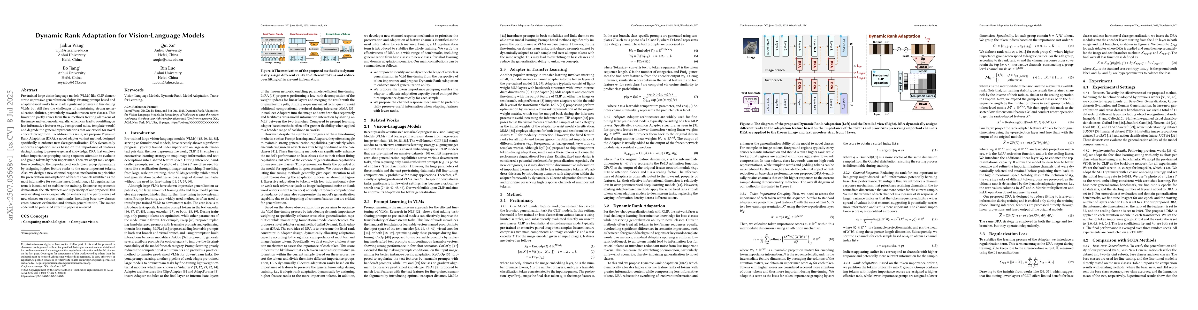 Thumbnail for Dynamic Rank Adaptation for Vision-Language Models