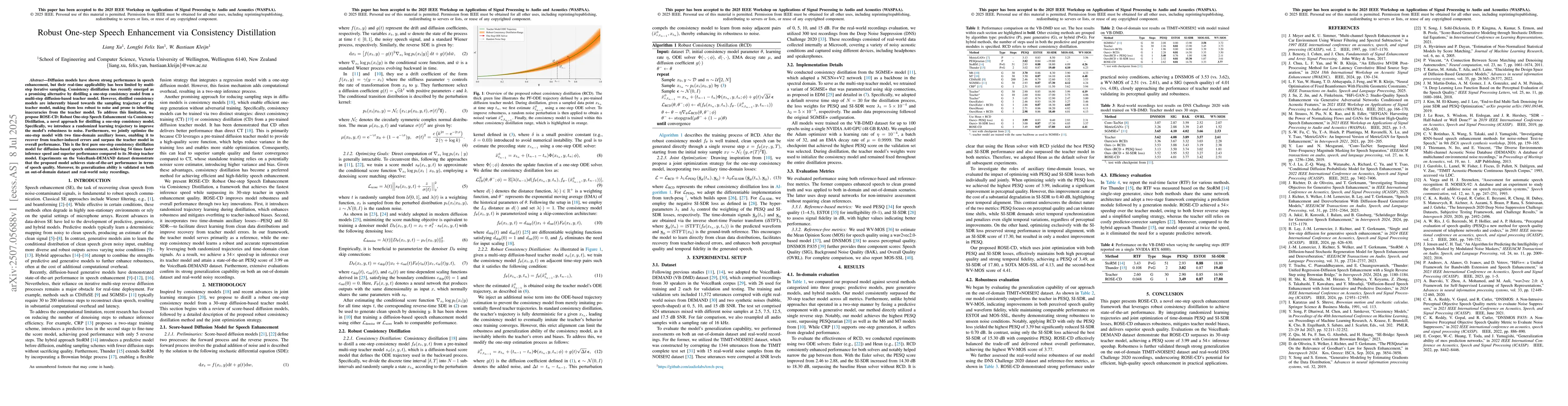 Thumbnail for Robust One-step Speech Enhancement via Consistency Distillation