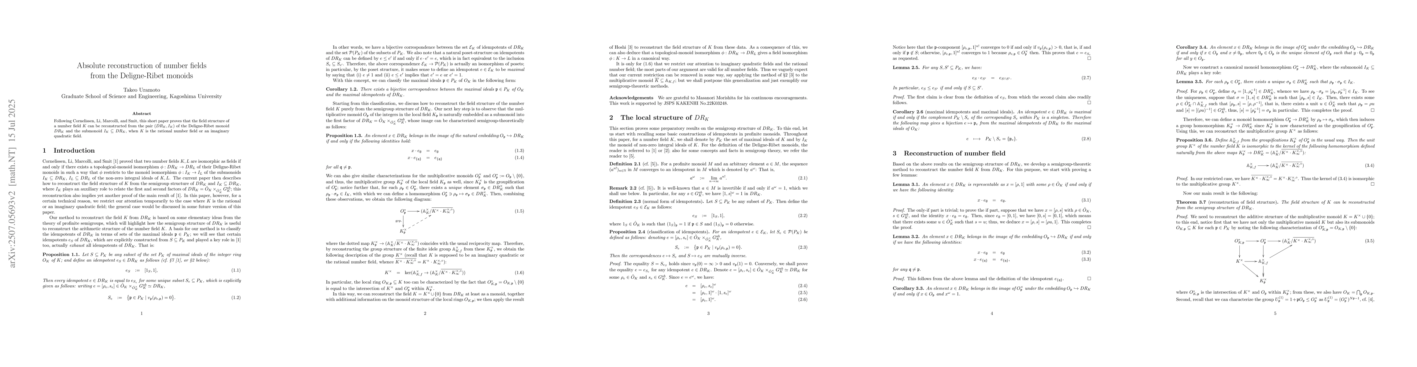 Thumbnail for Absolute reconstruction of number fields from the Deligne-Ribet monoids