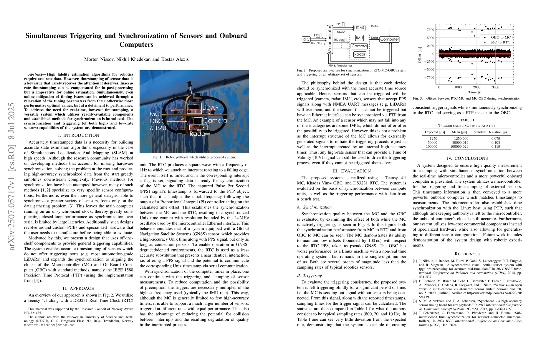 Thumbnail for Simultaneous Triggering and Synchronization of Sensors and Onboard
  Computers