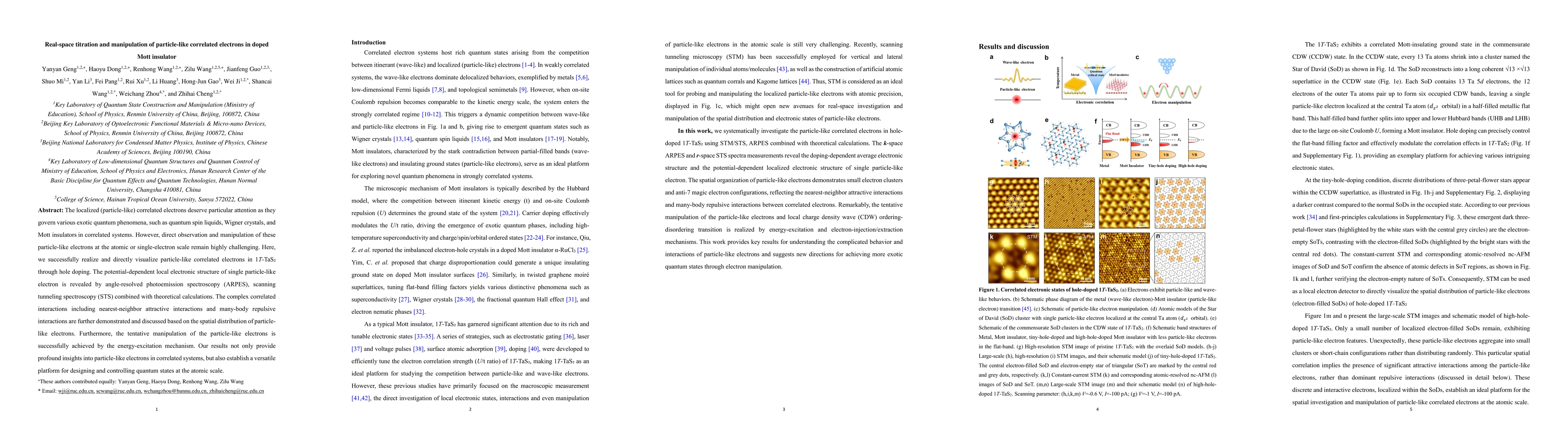 Thumbnail for Real-space titration and manipulation of particle-like correlated
  electrons in doped Mott insulator