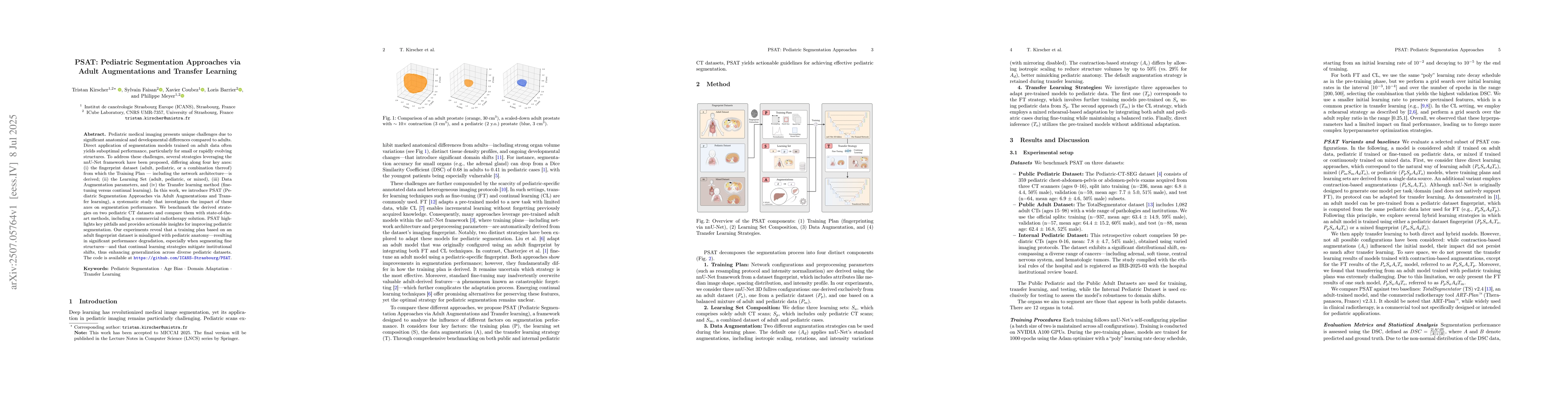 Thumbnail for PSAT: Pediatric Segmentation Approaches via Adult Augmentations and
  Transfer Learning