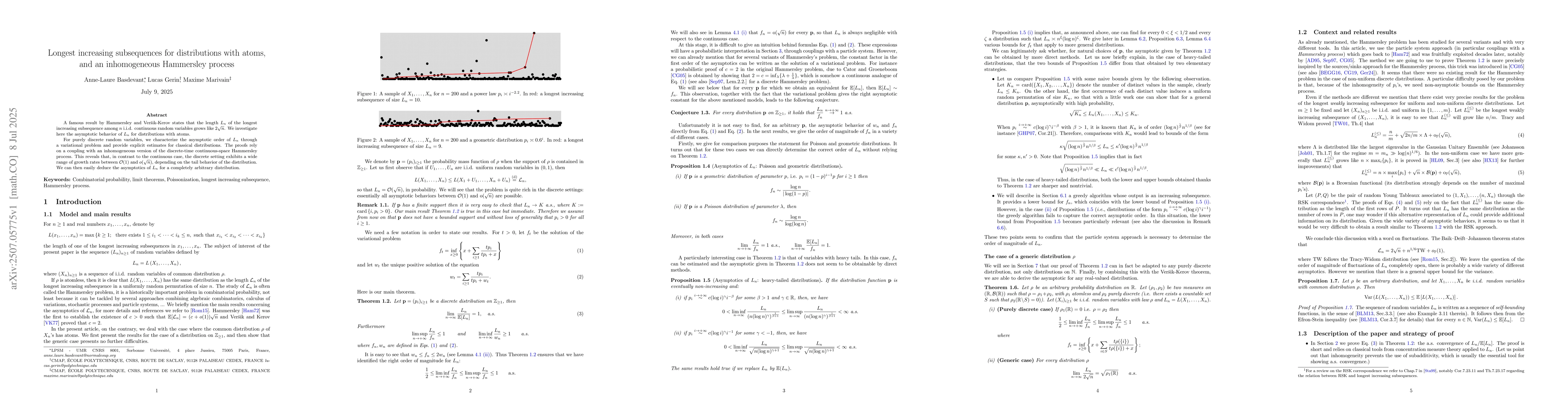 Thumbnail for Longest increasing subsequences for distributions with atoms, and an
  inhomogeneous Hammersley process