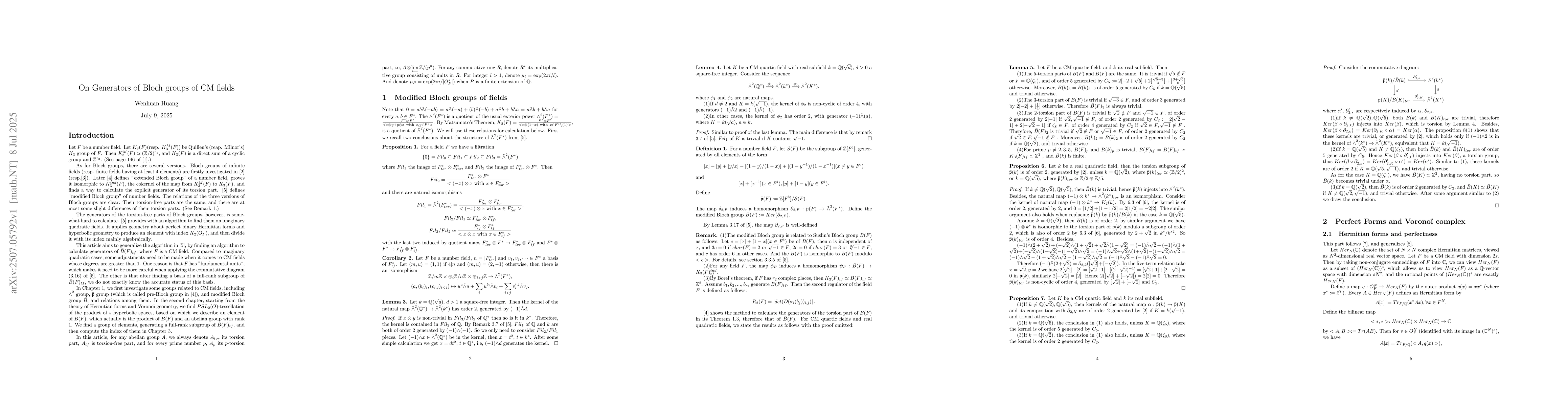 Thumbnail for On Generators of Bloch groups of CM fields