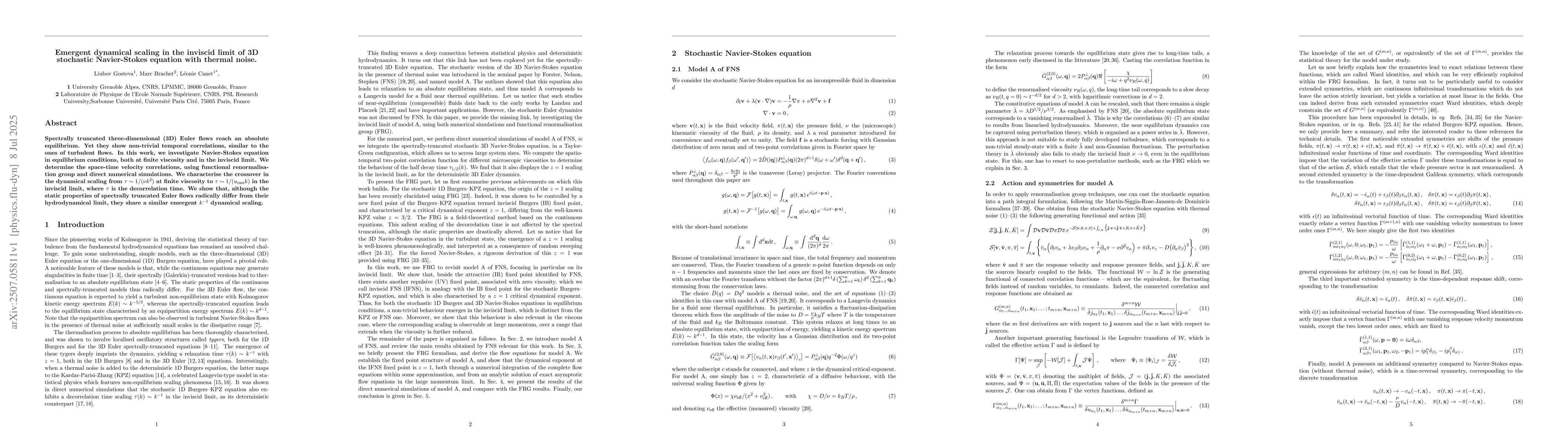 Thumbnail for Emergent dynamical scaling in the inviscid limit of 3D stochastic
  Navier-Stokes equation with thermal noise