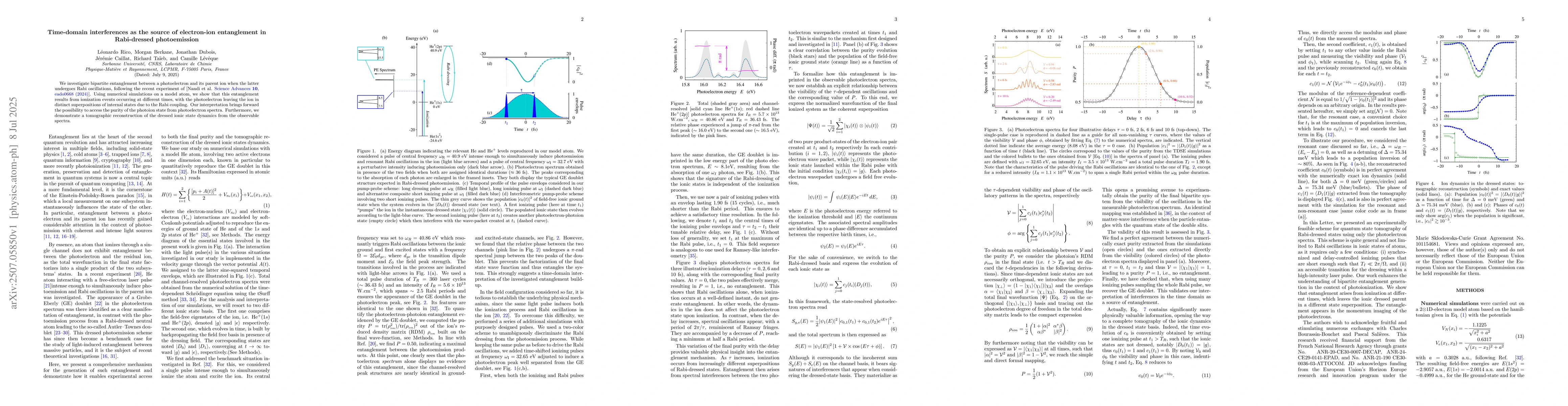 Thumbnail for Time-domain interferences as the source of electron-ion entanglement in
  Rabi-dressed photoemission