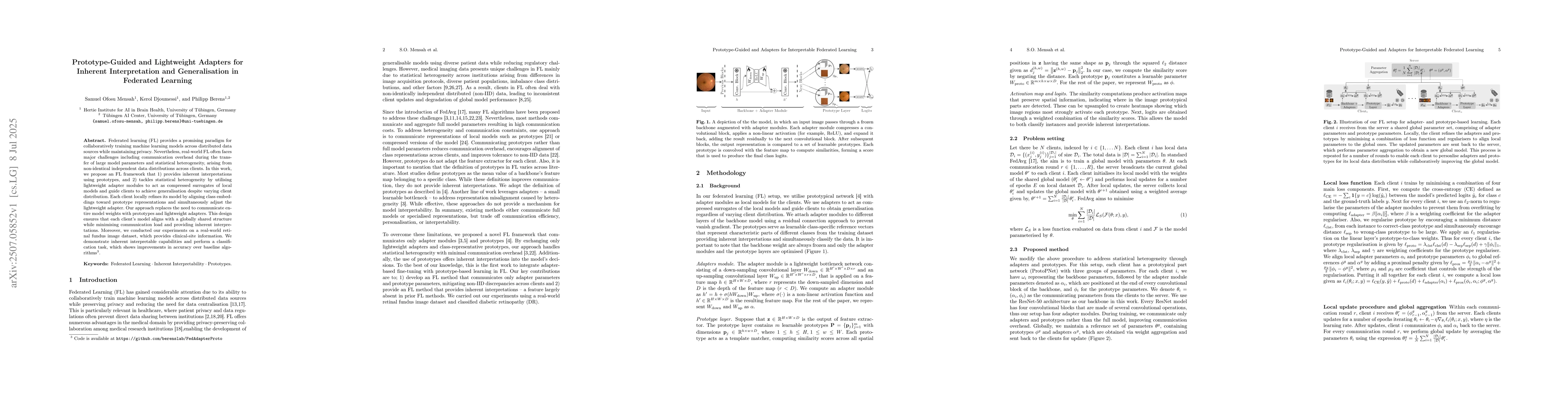 Thumbnail for Prototype-Guided and Lightweight Adapters for Inherent Interpretation
  and Generalisation in Federated Learning