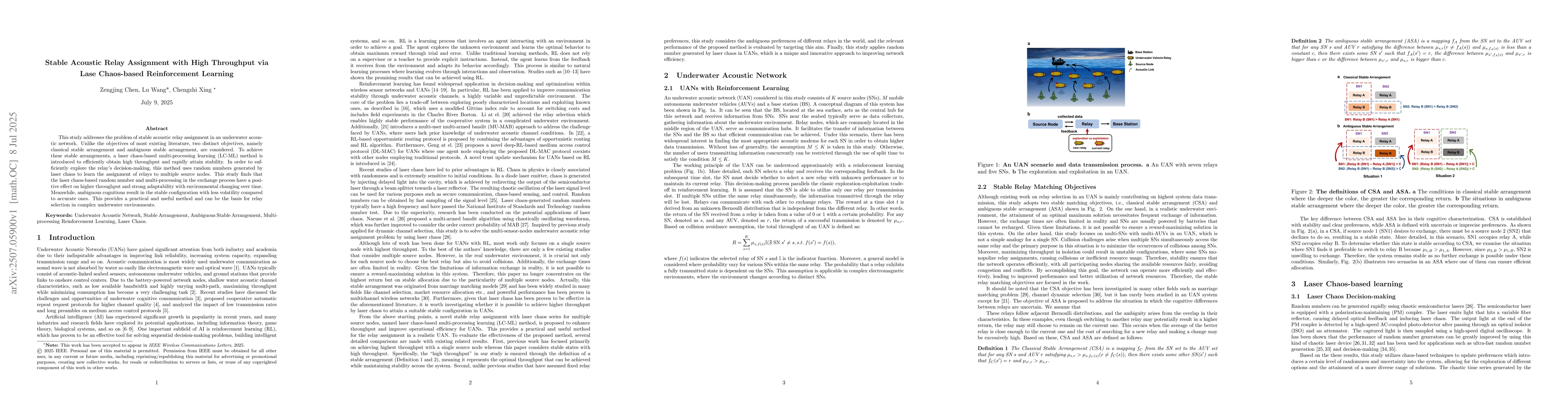 Thumbnail for Stable Acoustic Relay Assignment with High Throughput via Lase
  Chaos-based Reinforcement Learning