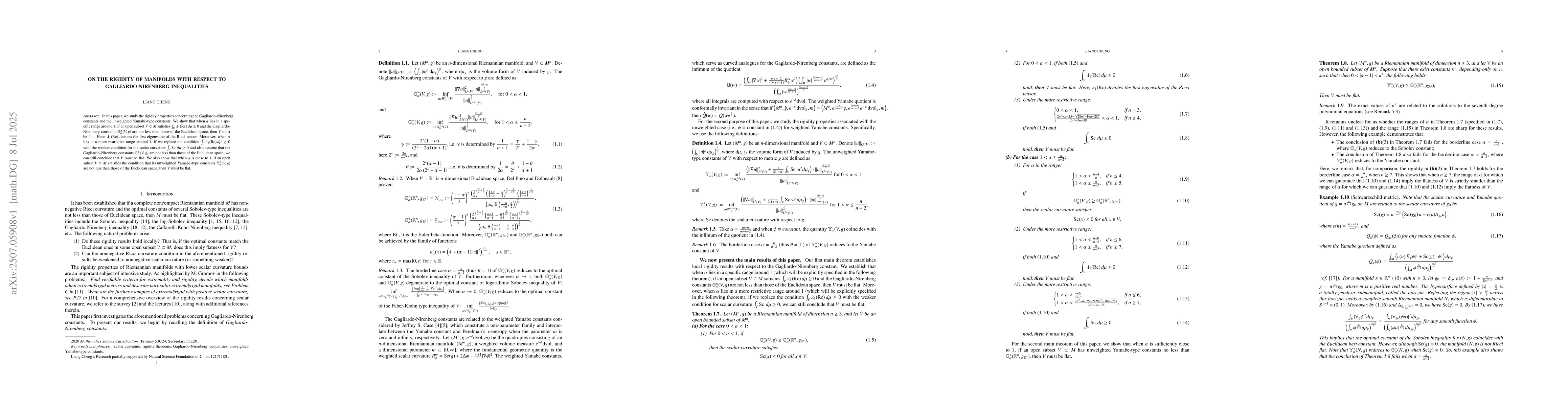 Thumbnail for On the rigidity of manifolds with respect to Gagliardo-Nirenberg
  inequalities