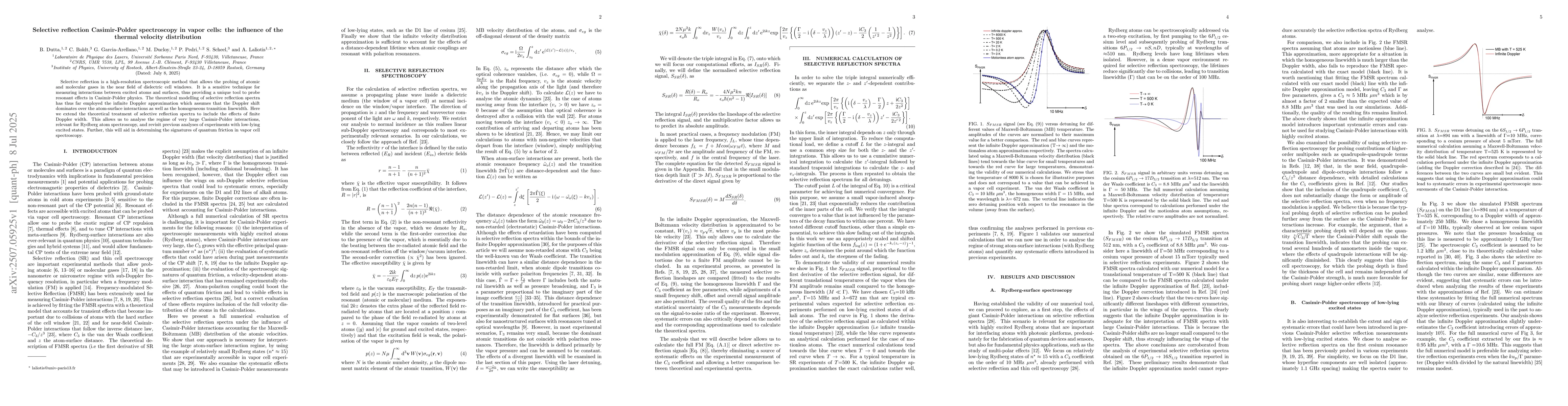 Thumbnail for Selective reflection Casimir-Polder spectroscopy in vapor cells: the
  influence of the thermal velocity distribution