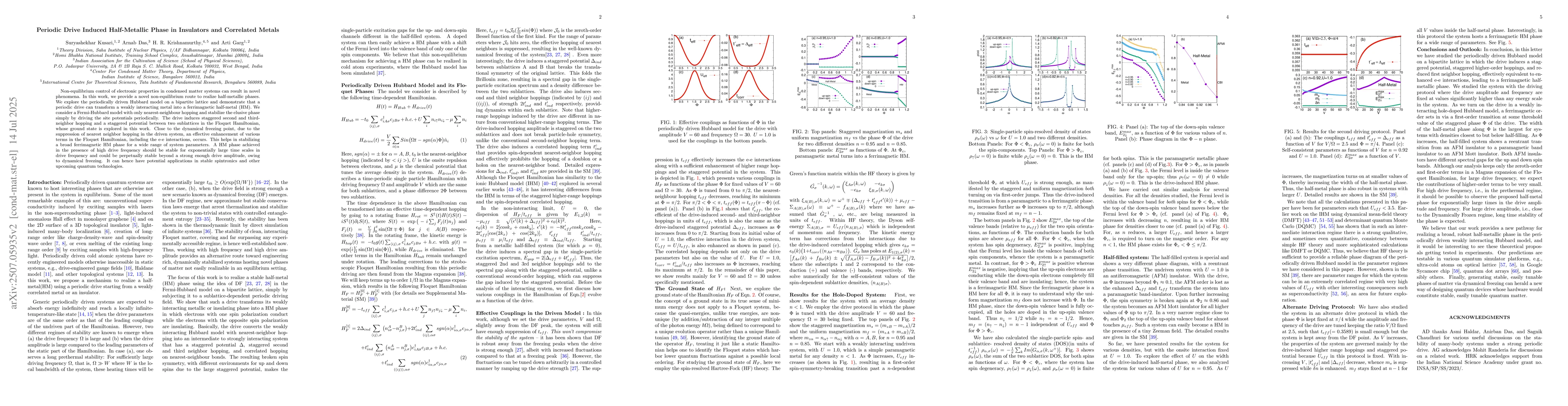 Thumbnail for Periodic Drive Induced Half-Metallic Phase in Insulators and Correlated
  Metals