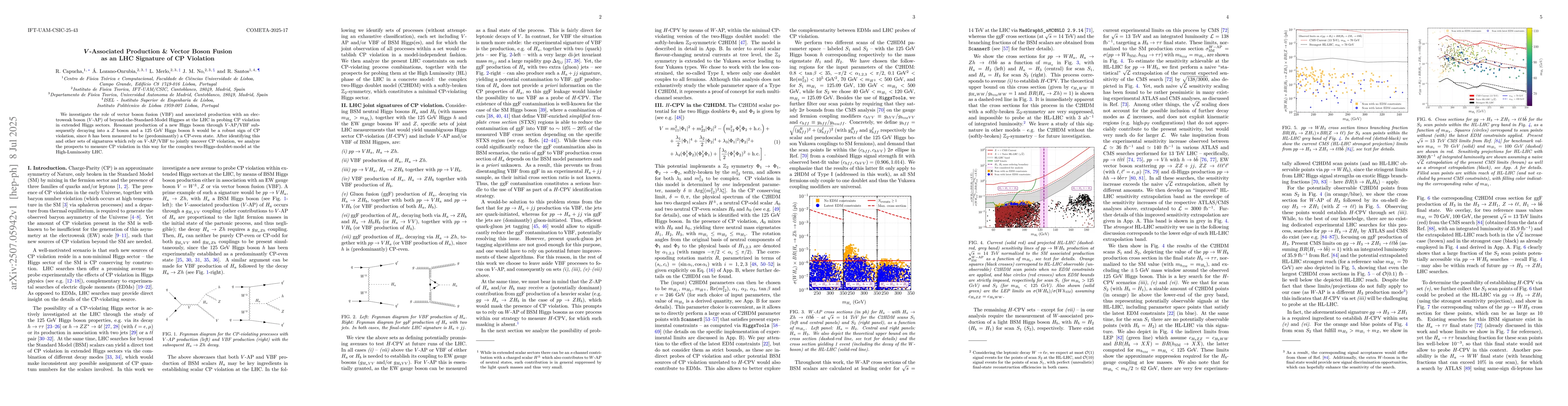 Thumbnail for V-Associated Production & Vector Boson Fusion as an LHC Signature of CP
  Violation