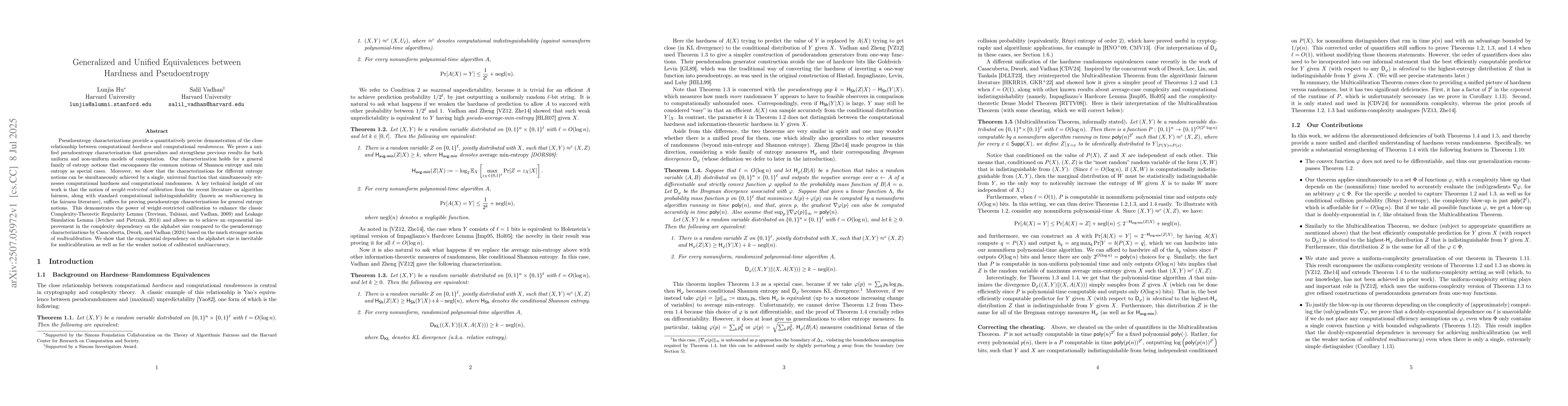 Thumbnail for Generalized and Unified Equivalences between Hardness and Pseudoentropy