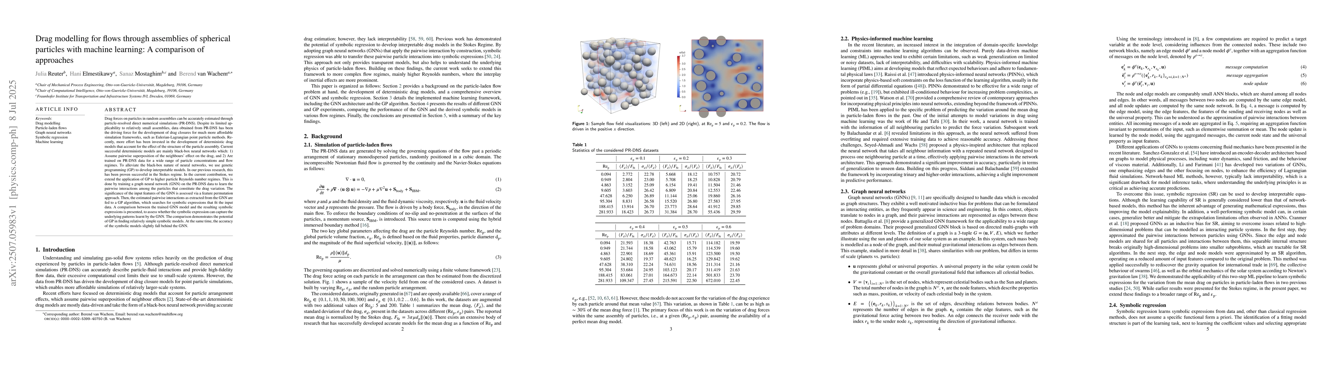 Thumbnail for Drag modelling for flows through assemblies of spherical particles with
  machine learning: A comparison of approaches