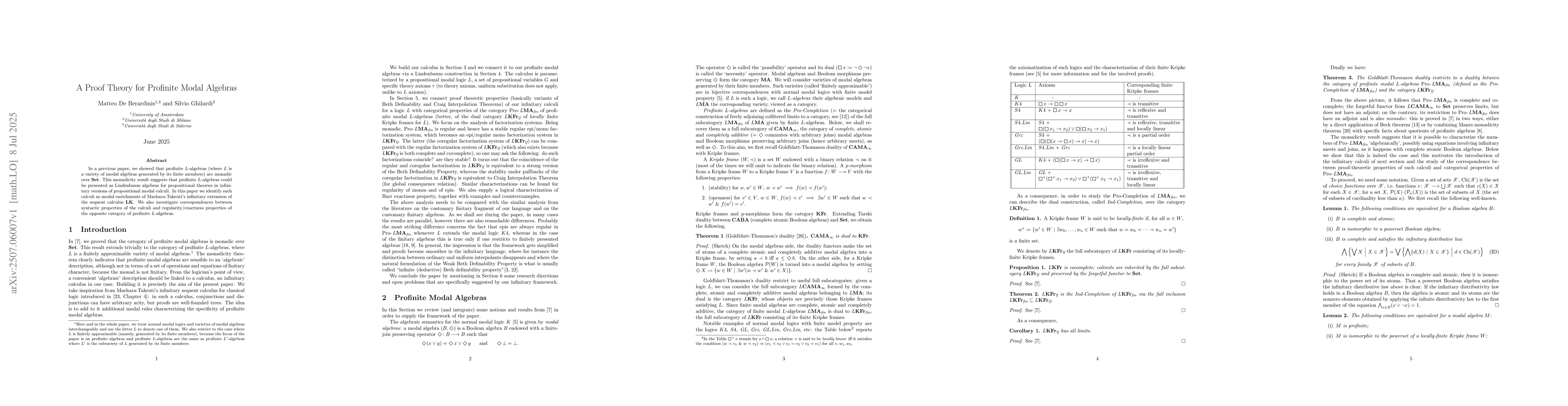 Thumbnail for A Proof Theory for Profinite Modal Algebras