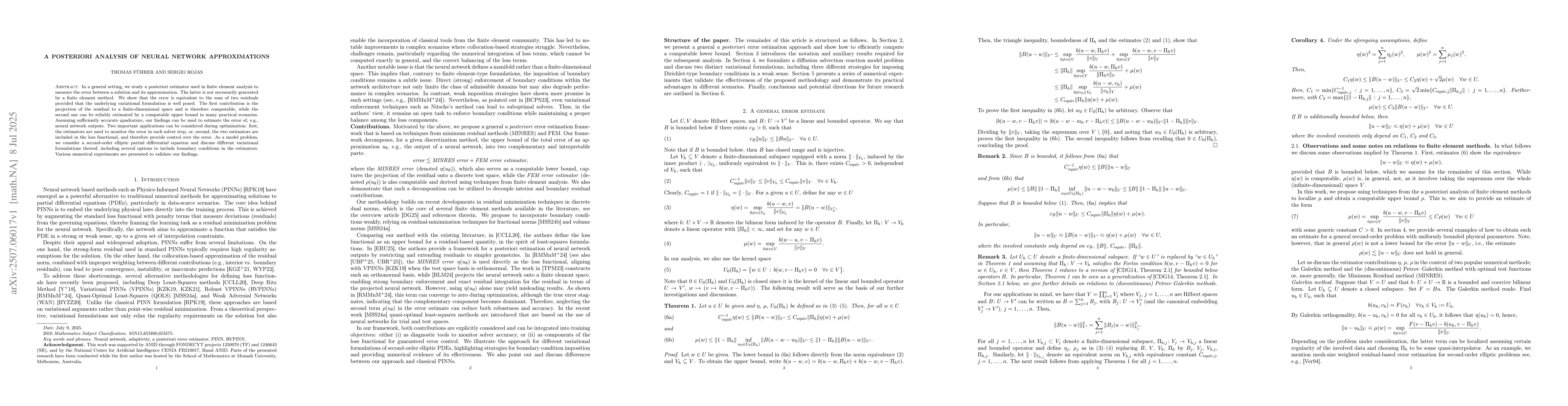 Thumbnail for A posteriori analysis of neural network approximations