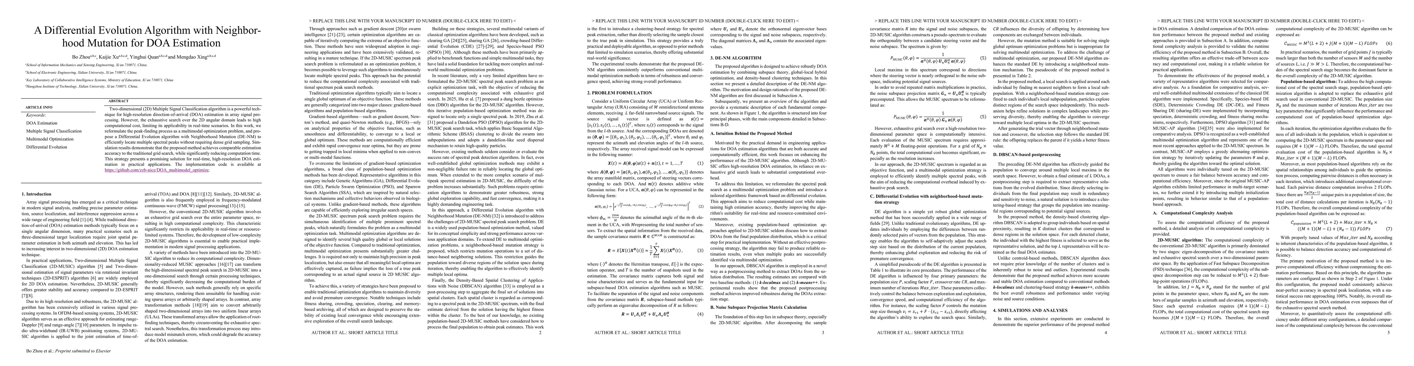 Thumbnail for A Differential Evolution Algorithm with Neighbor-hood Mutation for DOA
  Estimation