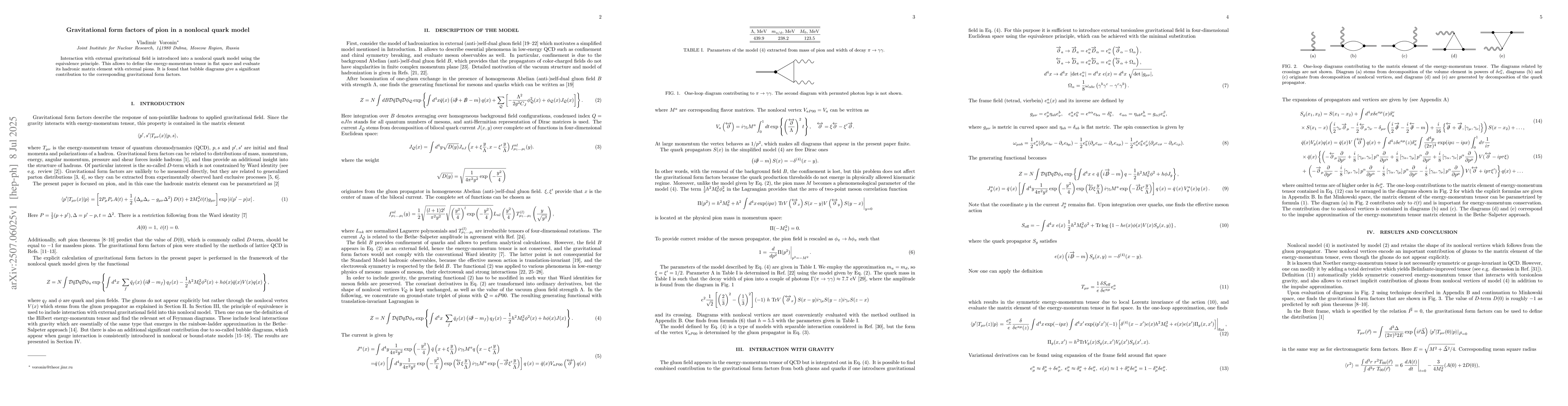 Thumbnail for Gravitational form factors of pion in a nonlocal quark model
