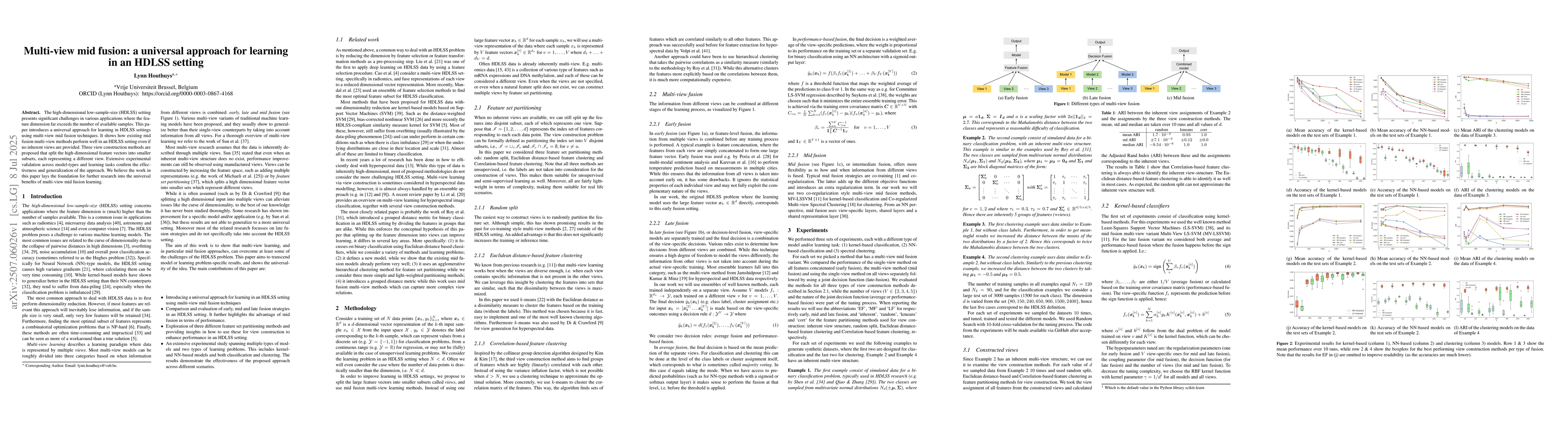 Thumbnail for Multi-view mid fusion: a universal approach for learning in an HDLSS
  setting