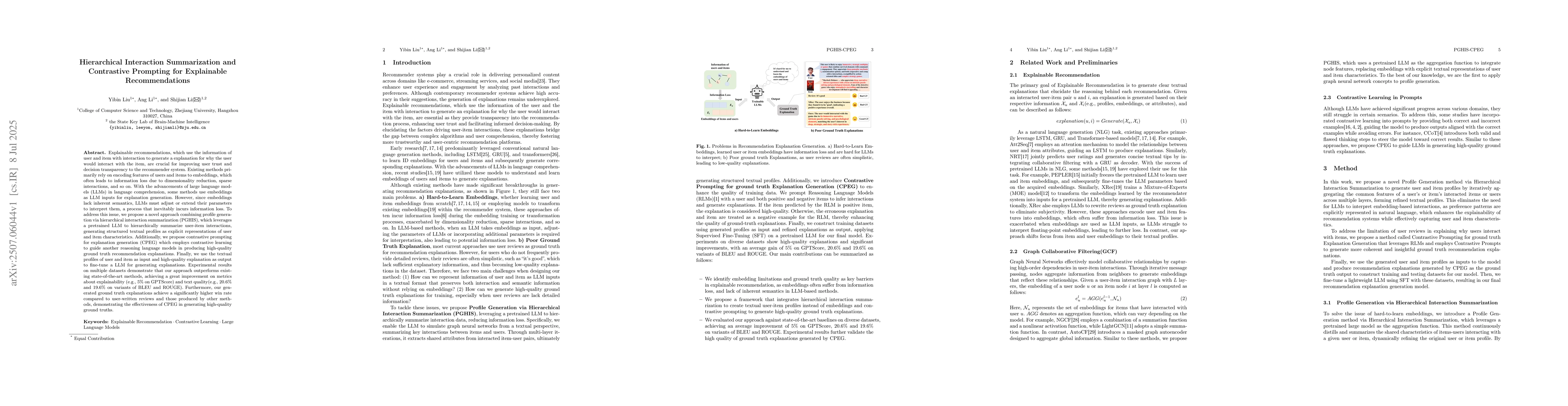 Thumbnail for Hierarchical Interaction Summarization and Contrastive Prompting for
  Explainable Recommendations