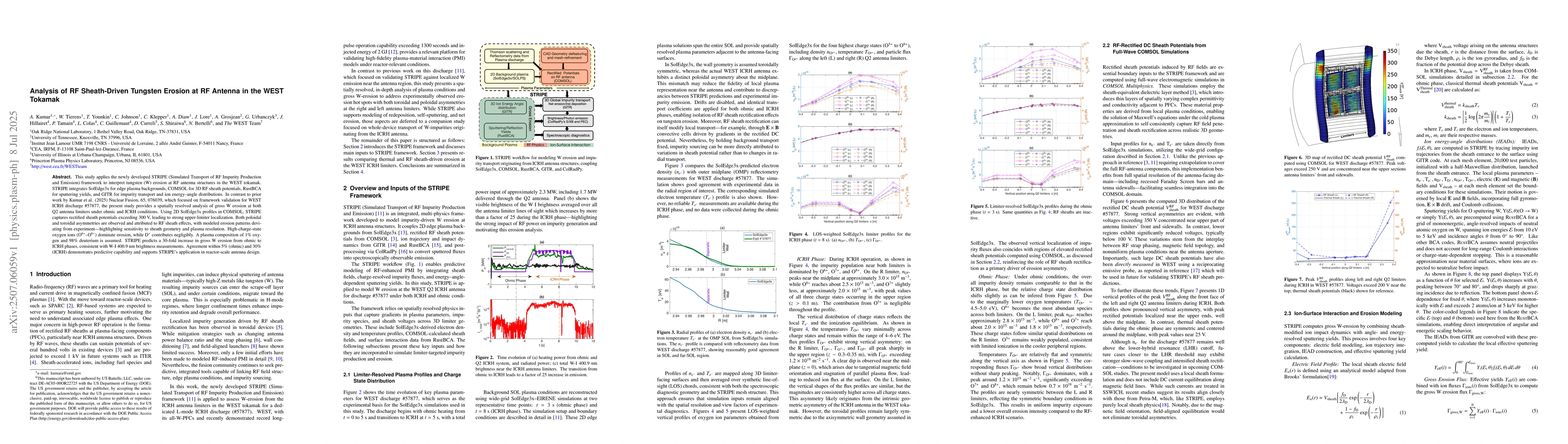 Thumbnail for Analysis of RF Sheath-Driven Tungsten Erosion at RF Antenna in the WEST
  Tokamak