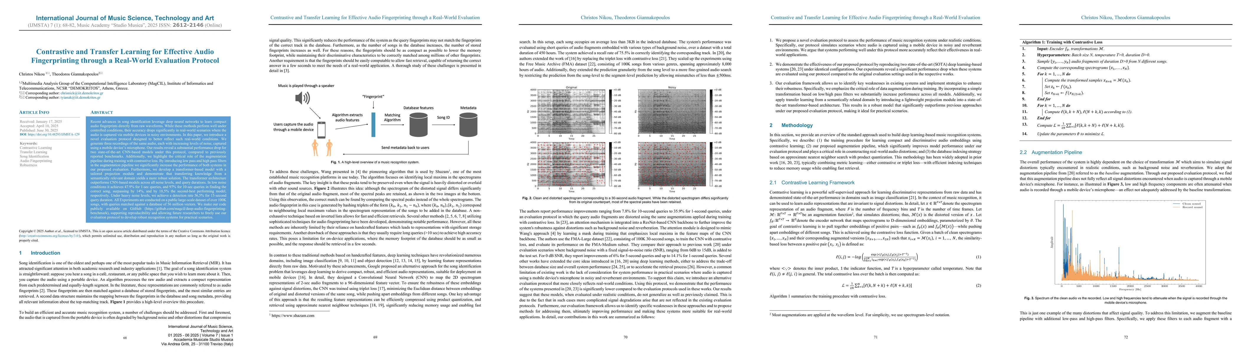 Thumbnail for Contrastive and Transfer Learning for Effective Audio Fingerprinting
  through a Real-World Evaluation Protocol