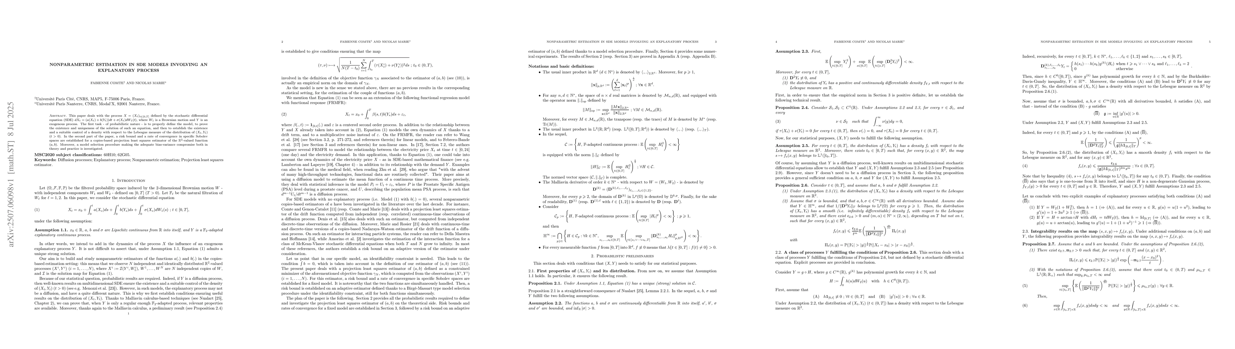 Thumbnail for Nonparametric Estimation in SDE Models Involving an Explanatory Process