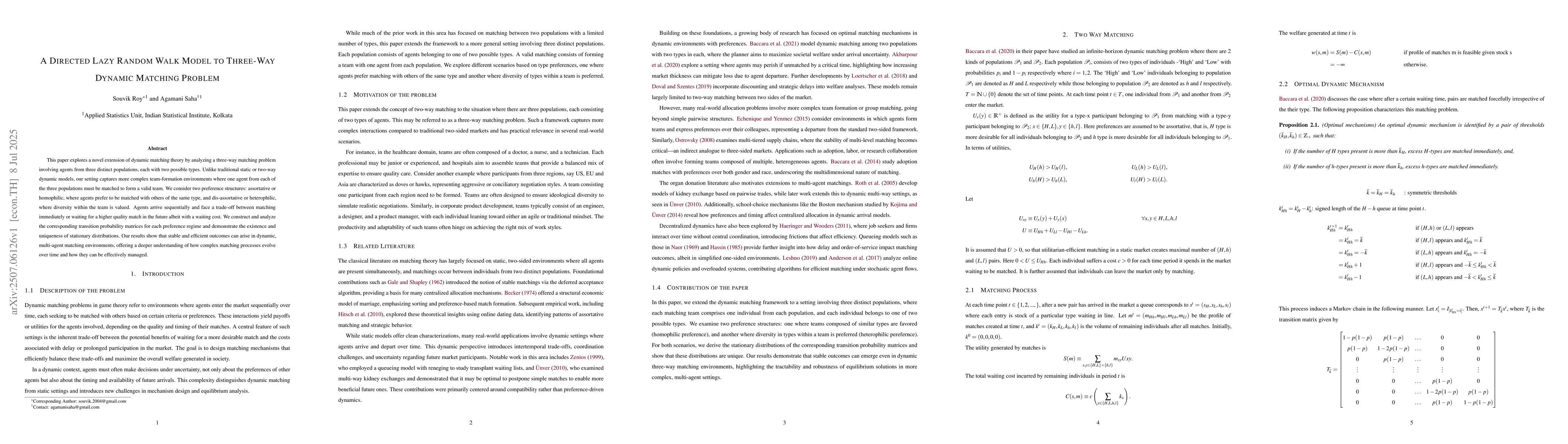 Thumbnail for A Directed Lazy Random Walk Model to Three-Way Dynamic Matching Problem