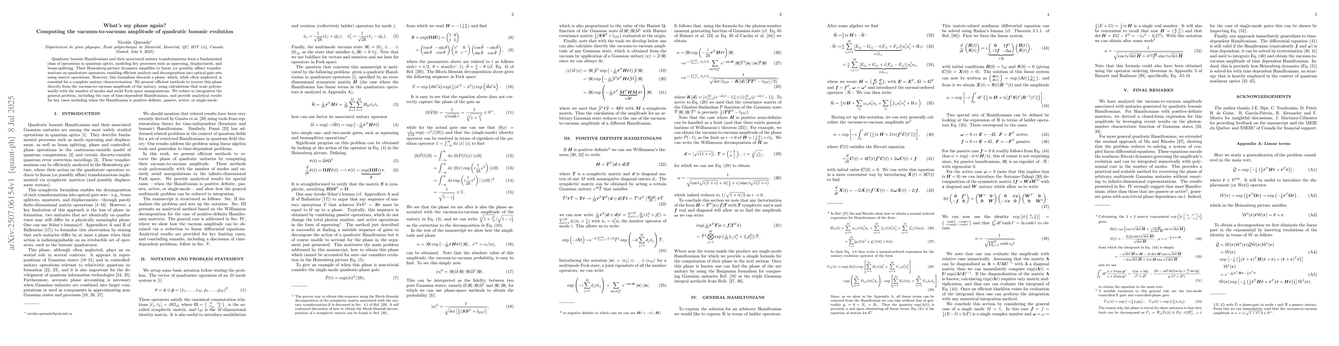 Thumbnail for What's my phase again? Computing the vacuum-to-vacuum amplitude of
  quadratic bosonic evolution