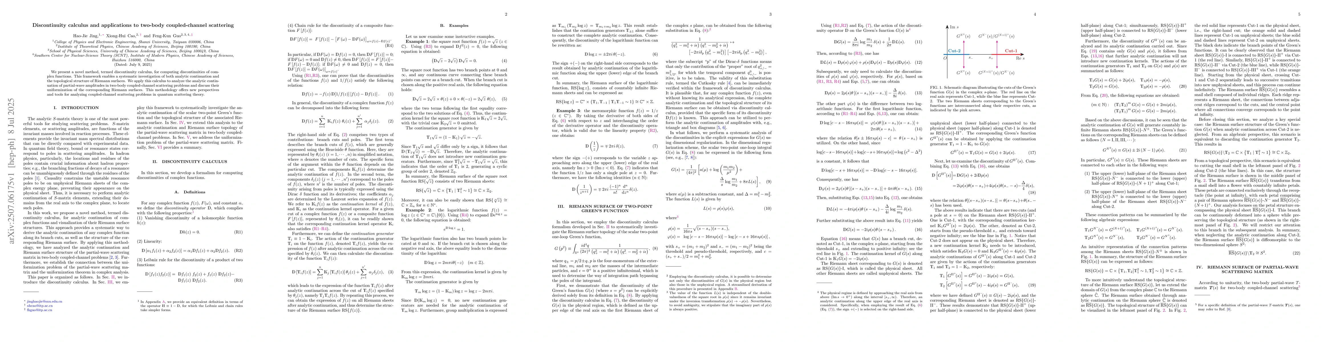 Thumbnail for Discontinuity calculus and applications to two-body coupled-channel
  scattering