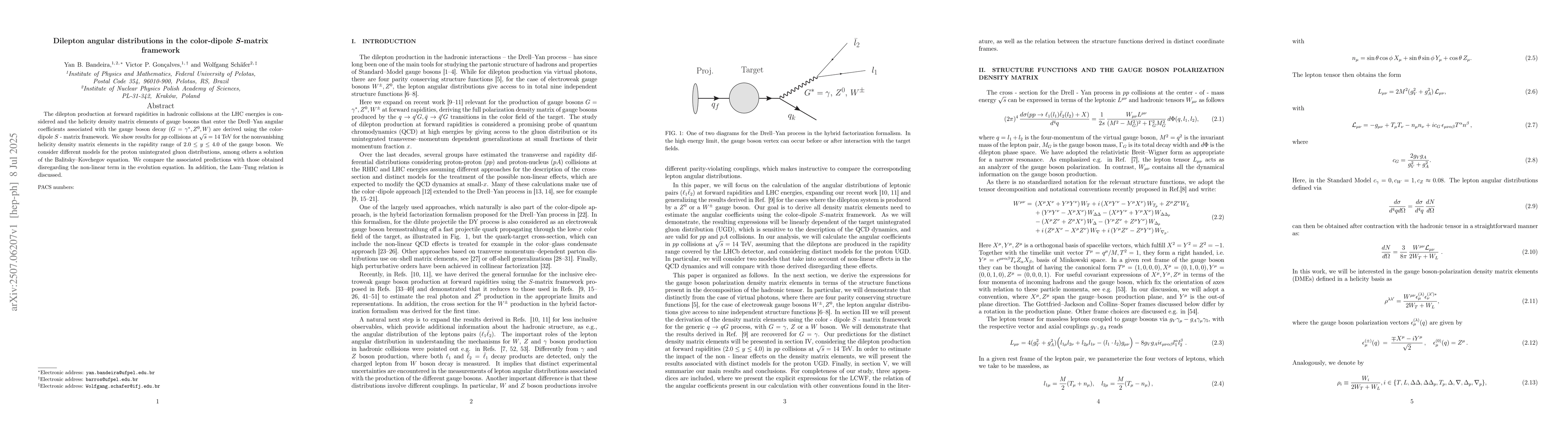 Thumbnail for Dilepton angular distributions in the color-dipole $S$-matrix framework