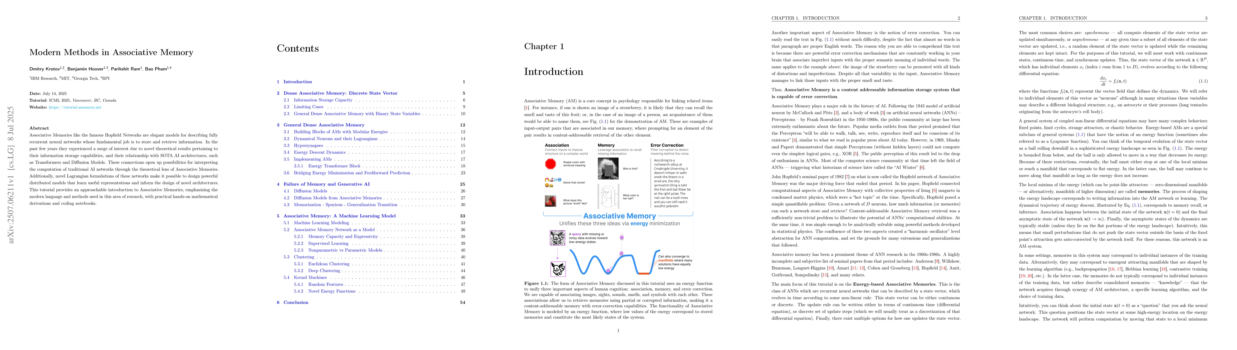 Thumbnail for Modern Methods in Associative Memory