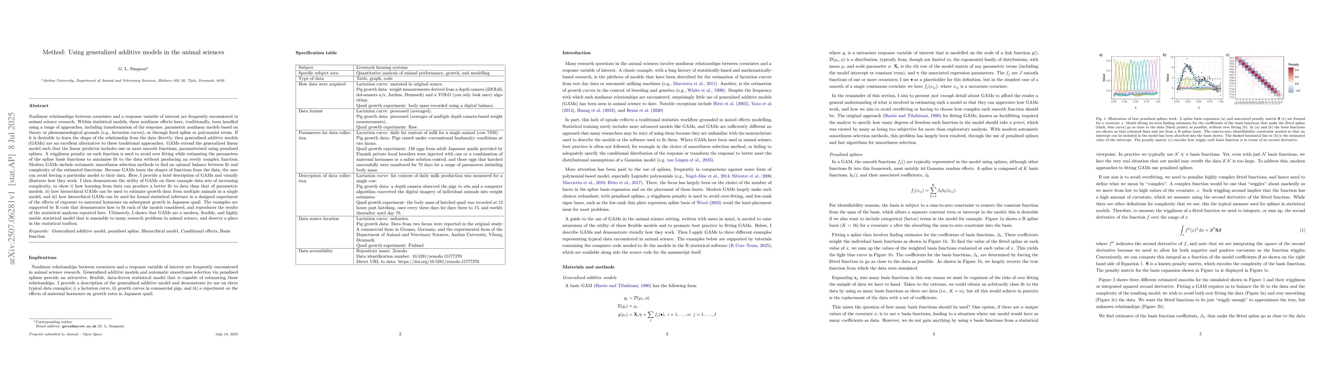 Thumbnail for Method: Using generalized additive models in the animal sciences