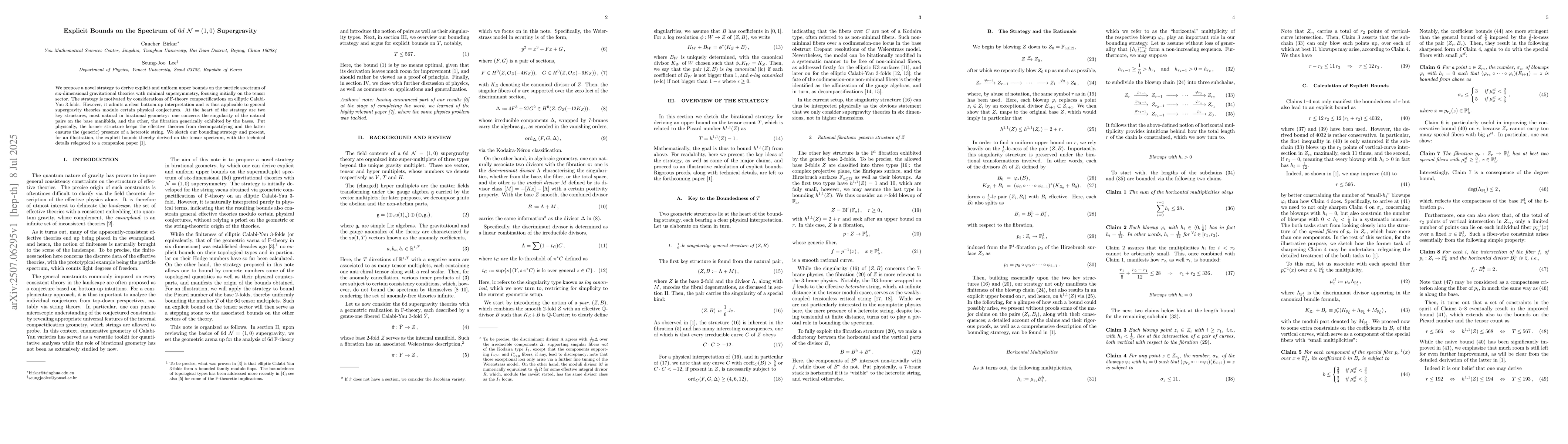 Thumbnail for Explicit Bounds on the Spectrum of 6d N=(1,0) Supergravity