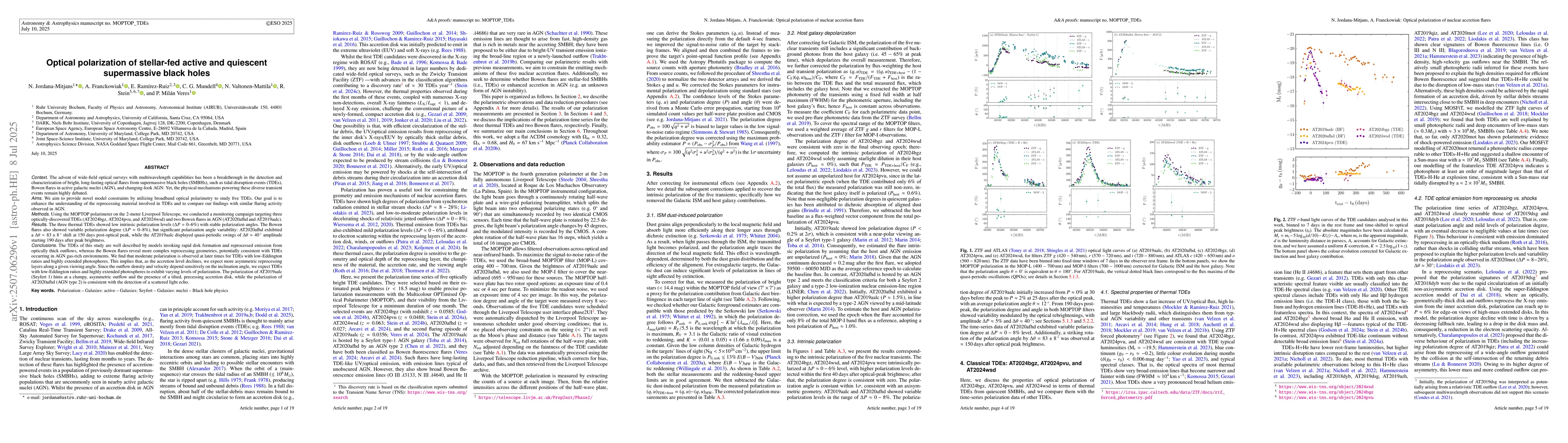 Thumbnail for Optical polarization of stellar-fed active and quiescent supermassive
  black holes