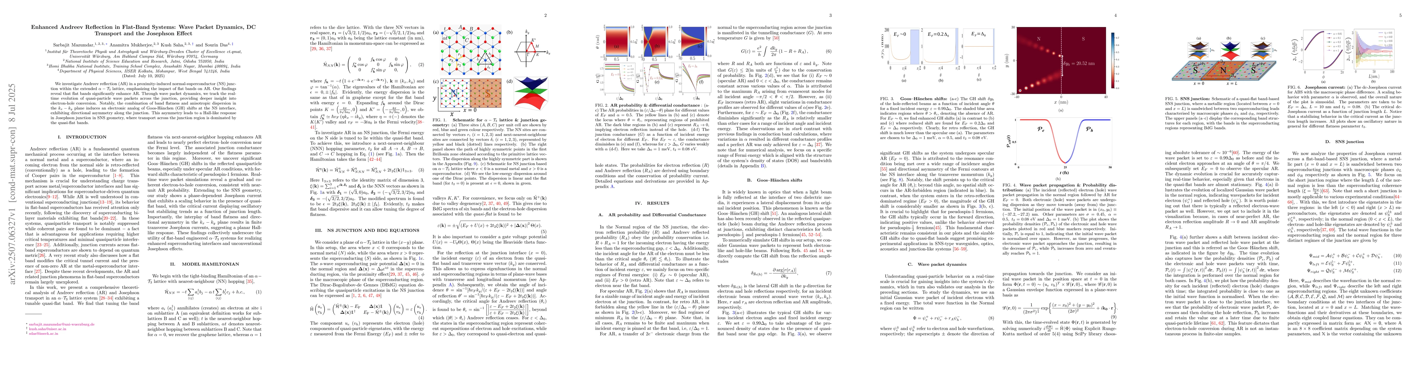 Thumbnail for Enhanced Andreev Reflection in Flat-Band Systems: Wave Packet Dynamics,
  DC Transport and the Josephson Effect