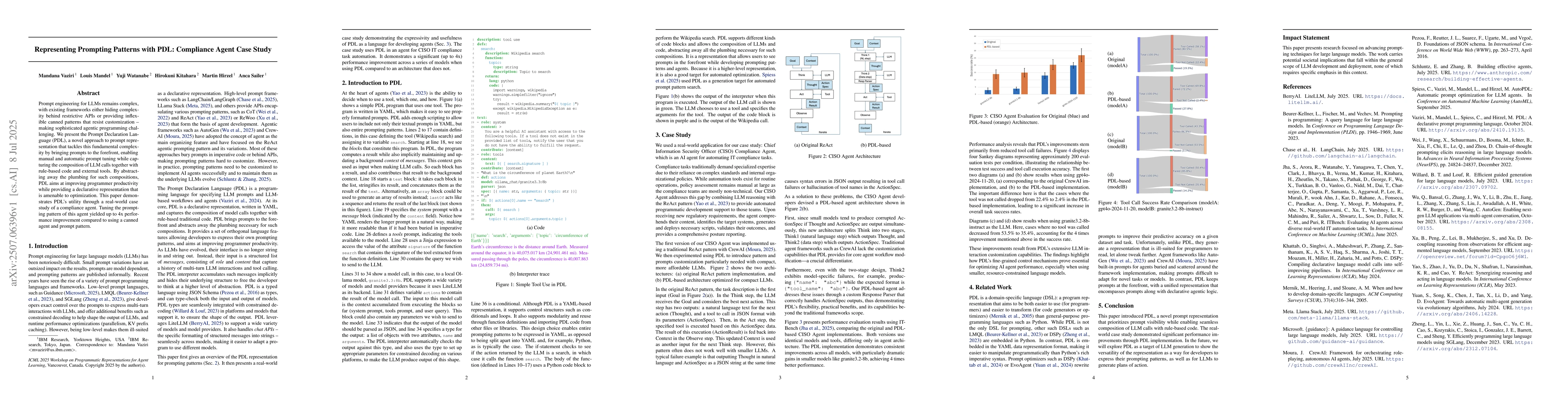 Thumbnail for Representing Prompting Patterns with PDL: Compliance Agent Case Study