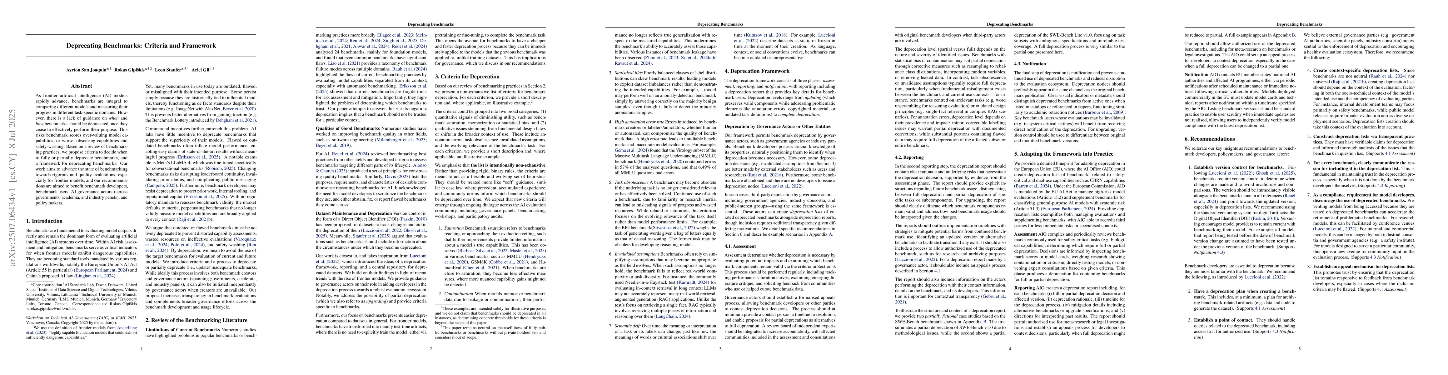Thumbnail for Deprecating Benchmarks: Criteria and Framework