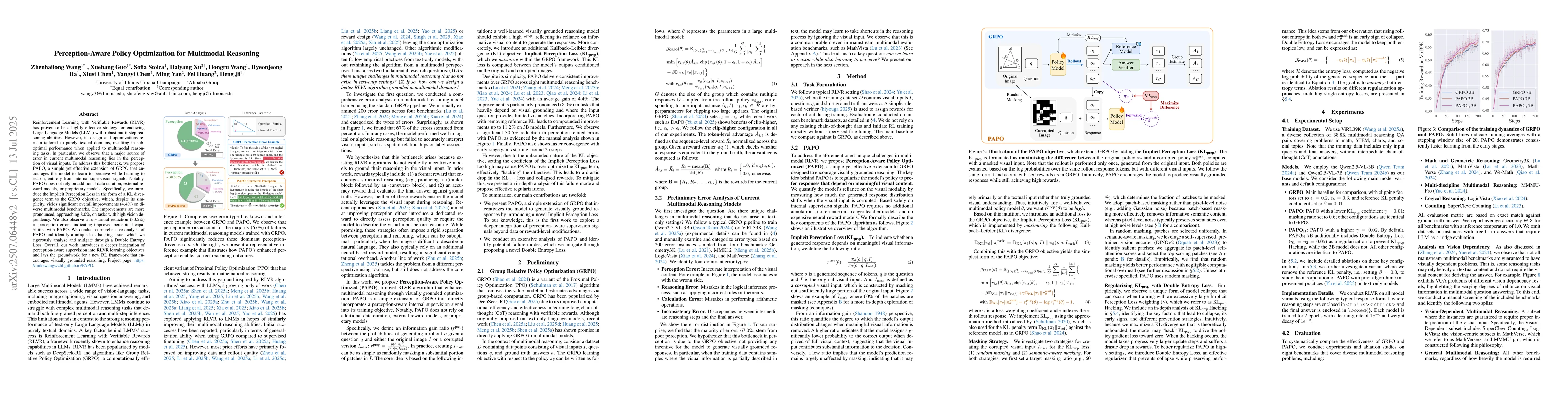 Thumbnail for Perception-Aware Policy Optimization for Multimodal Reasoning