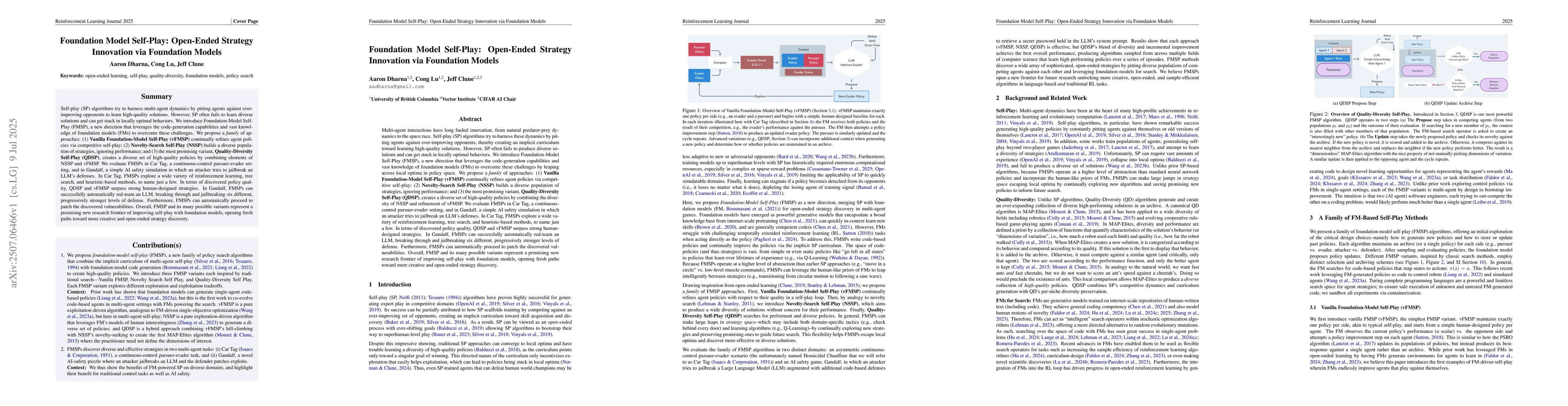 Thumbnail for Foundation Model Self-Play: Open-Ended Strategy Innovation via
  Foundation Models