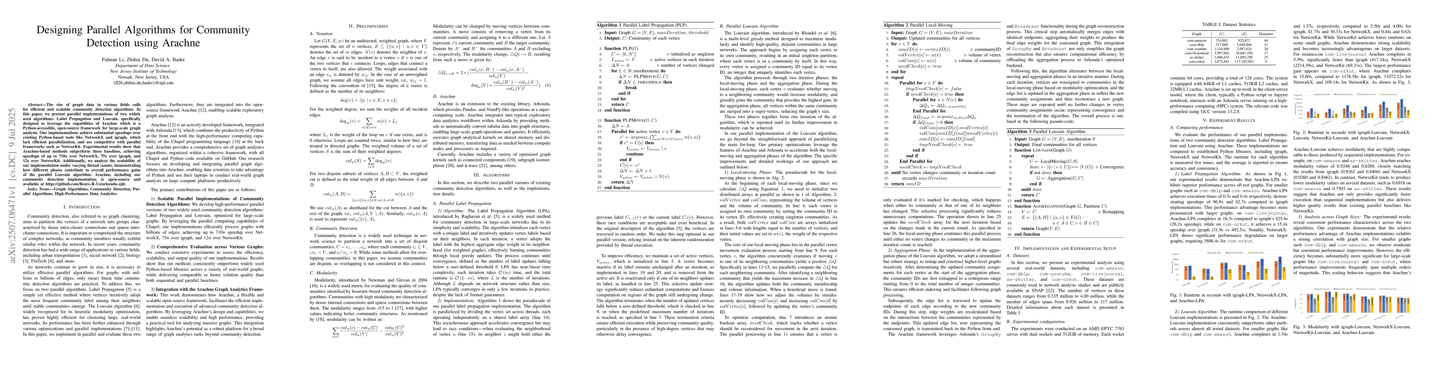 Thumbnail for Designing Parallel Algorithms for Community Detection using Arachne