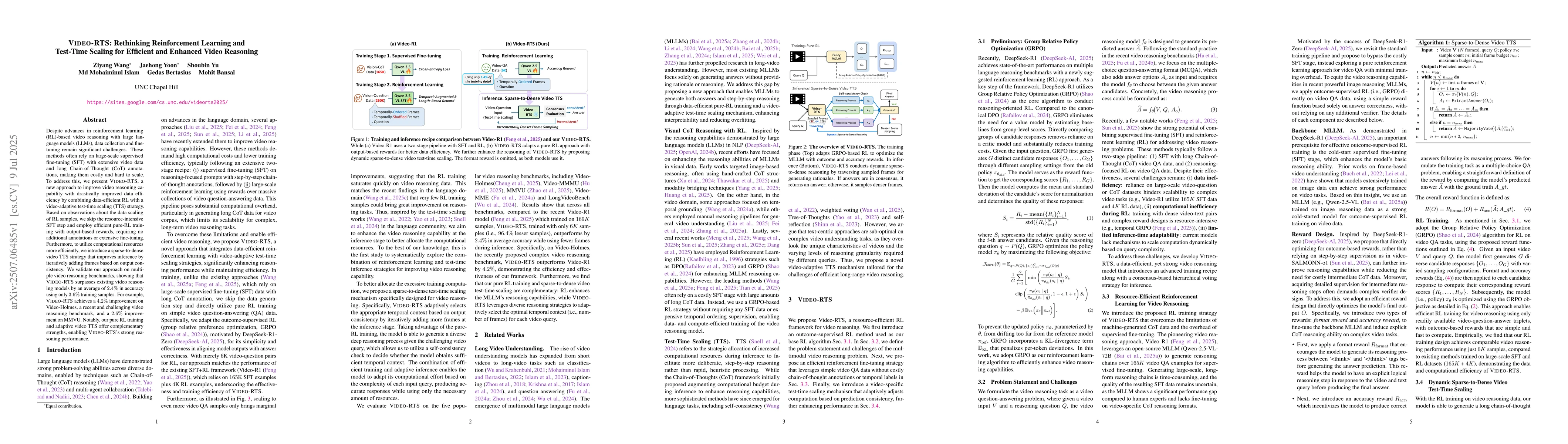 Thumbnail for Video-RTS: Rethinking Reinforcement Learning and Test-Time Scaling for
  Efficient and Enhanced Video Reasoning