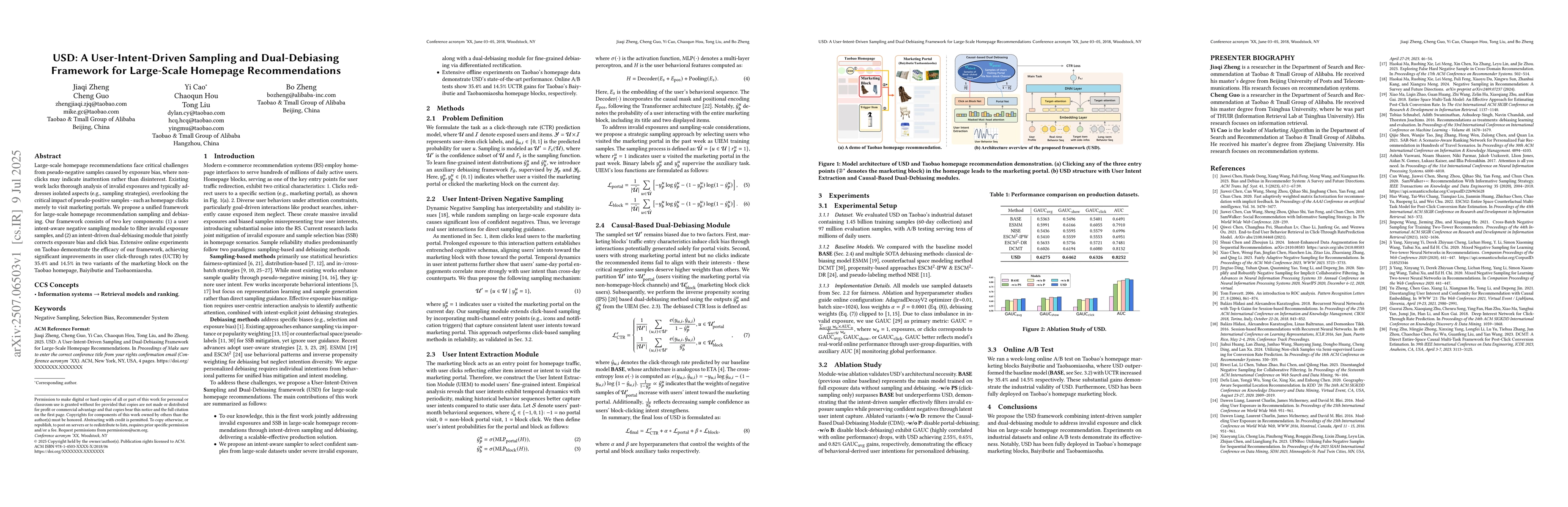 Thumbnail for USD: A User-Intent-Driven Sampling and Dual-Debiasing Framework for
  Large-Scale Homepage Recommendations