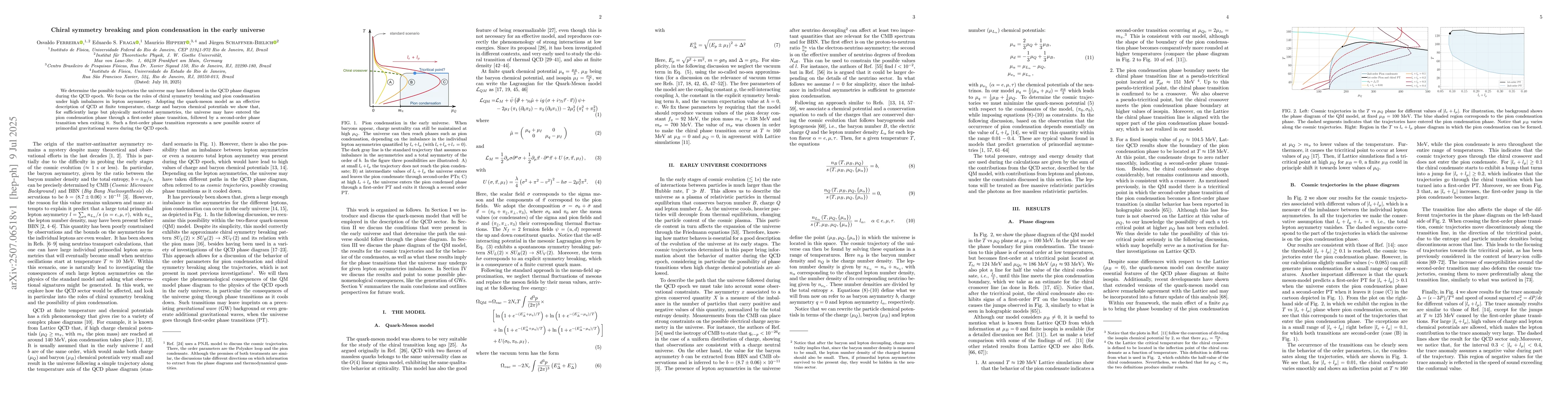 Thumbnail for Chiral symmetry breaking and pion condensation in the early universe